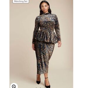 Eloquii Leopard Print Skirt Set